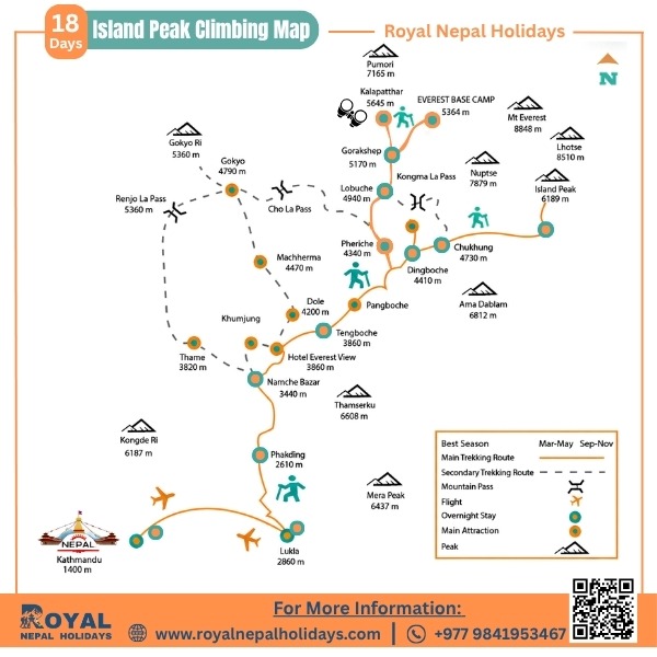 Island Peak Climbing - 18 Days Route Map